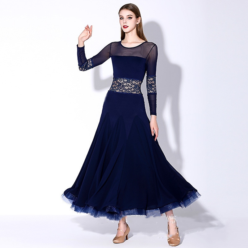 Ballroom Dance Dress Pure Color Women's Performance Training Long Sleeve Natural Cotton4