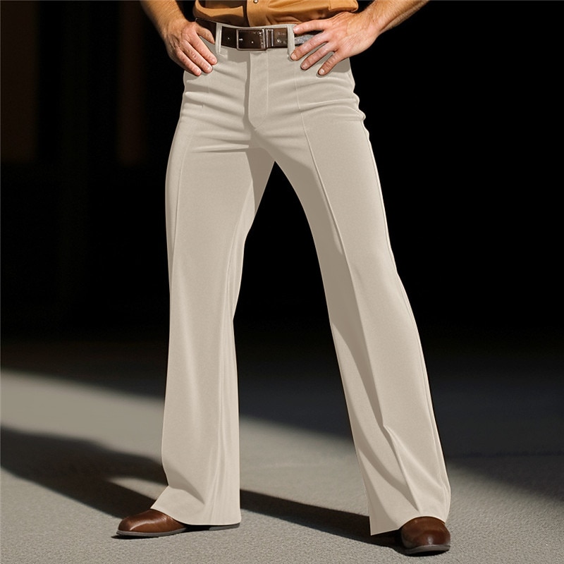 Men's Dress Pants Flared Pants Bell Bottom Trousers Velvet Pants Front Pocket Plain Comfort Business Daily Holiday Fashion Chic & Modern Blue Brown4