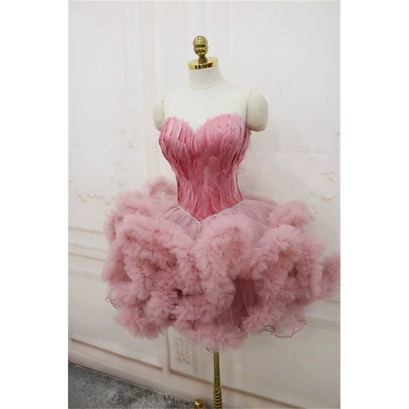 Women's Princess Ballerina Dancer Performance Dancing Dress Tiered Tutu Gown Cute Party Tulle Feather Gray Black White Pink Dress2