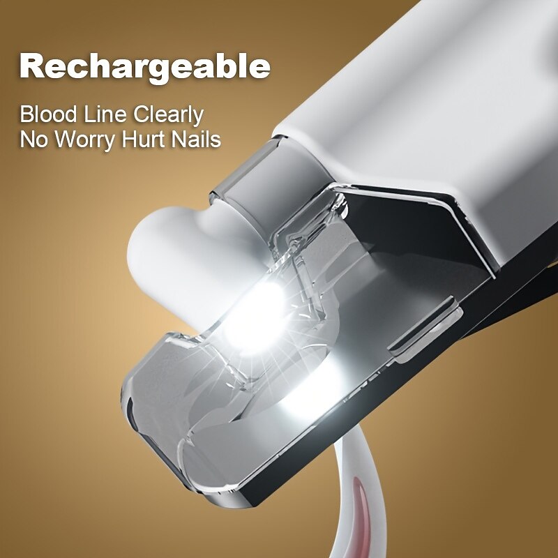 Pet Nail Clippers with light for Dogs and Cats - Rechargeable Easy and Safe Trimming with Precision Blades and LED Light3