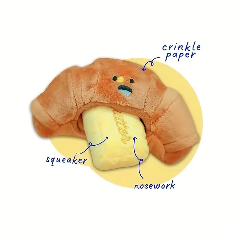 Puppy Snuffle Toy Cute Pet Sniffing Toys Croissant Design Puppy Chew Squeaky Toy Pet Supplies Interactive Fetch Play For Puppy4