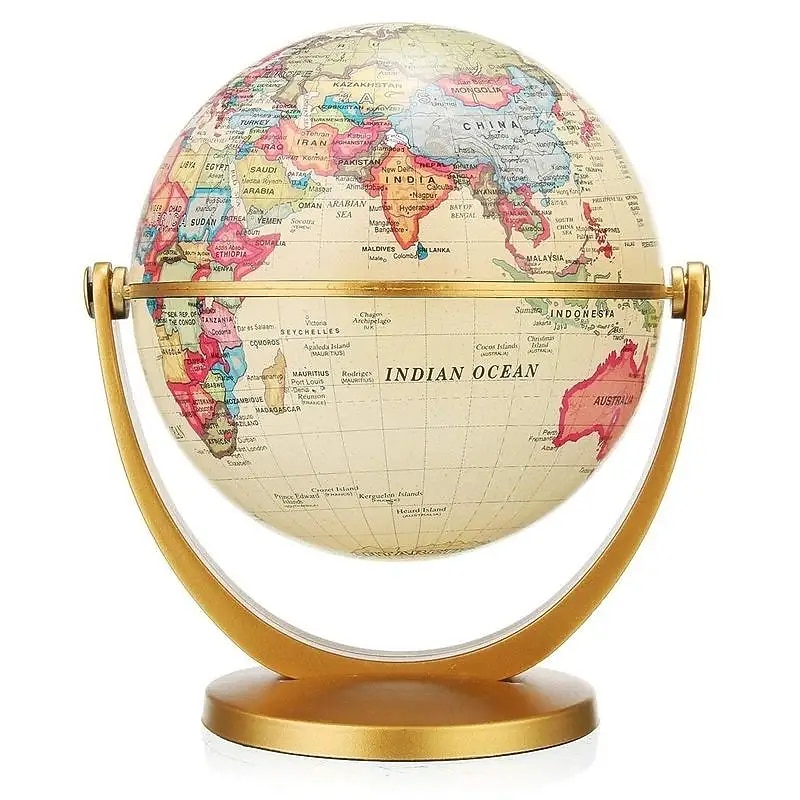 1Pc Retro Globe 360 Rotating Earth World Ocean Map Ball Antique Desktop Geography Learning Education Home School Decoration2