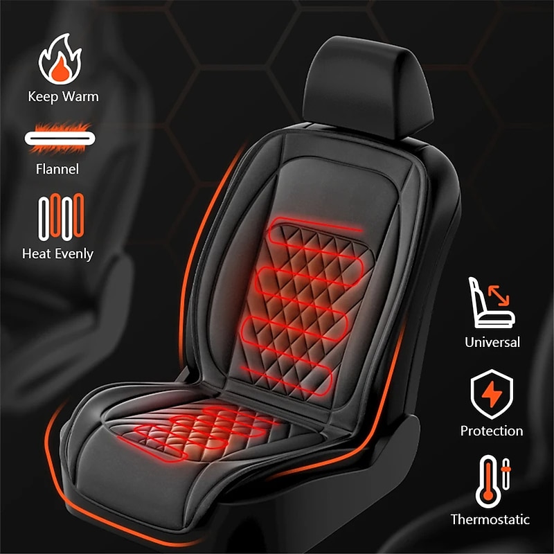 12/24V Heated Car Seat Cover, Universal Car Seat Heater, 30s Fast Heating, Winter Cushion, Back Warmer Pads2
