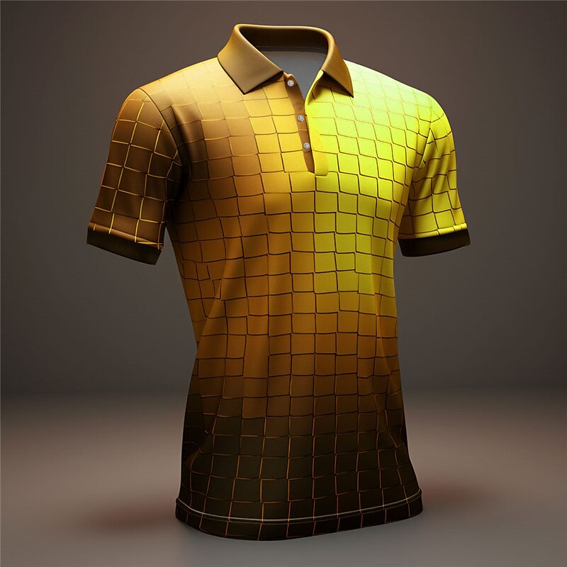 Men's Polo Shirts Golf Shirt Short Sleeve Polo Shirts Collared Shirts Casual Vacation Wear Formal Wear Festival Wear Buttons 3D Print Spring & Summer Yellow Purple Orange4