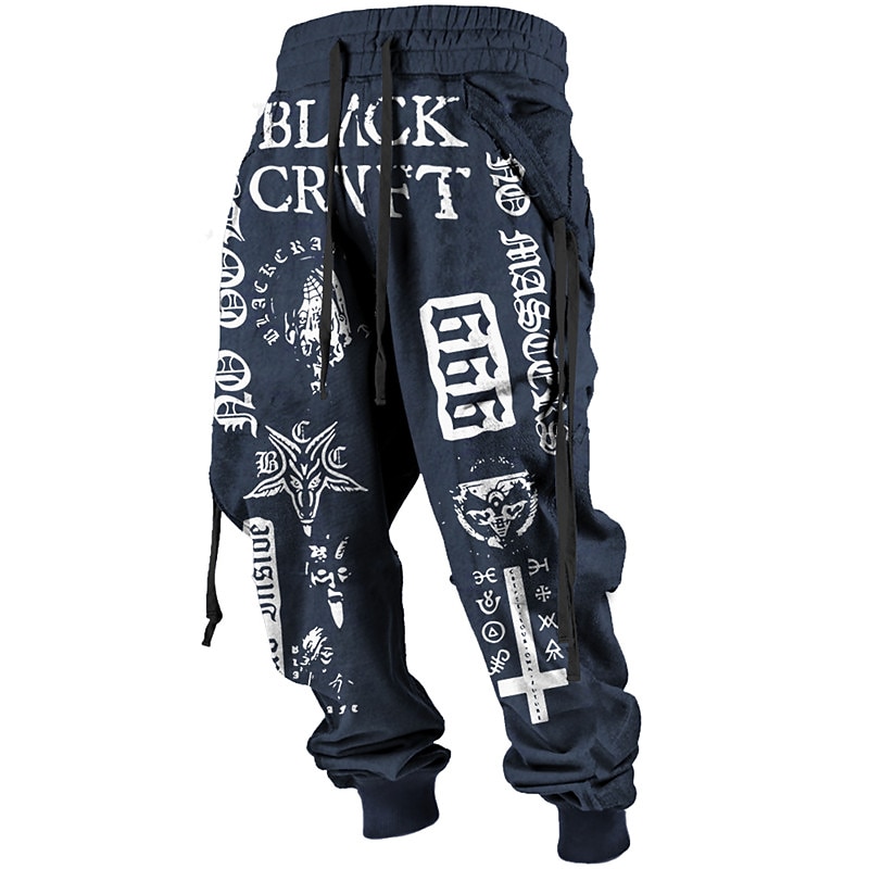 Letter Totem Vintage Abstract Men's 3D Print Sweatpants Joggers Pants Trousers Outdoor Street Casual Daily Polyester Black Navy Blue Brown S M L Mid Waist Elasticity Pants4