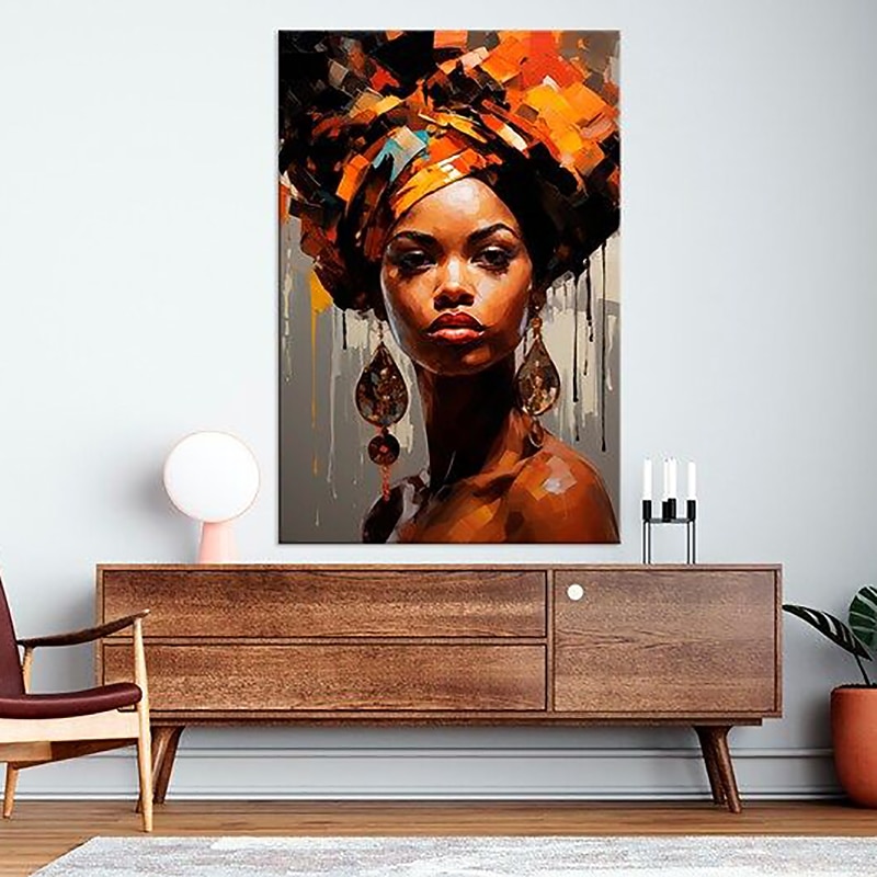 Handmade Oil Painting Canvas Wall Art Decoration Figure Portrait African Beautiful Girl Abstract for Home Decor Rolled Frameless Unstretched Painting3