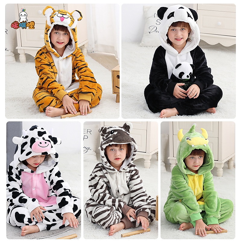 Kid's Animal Nightwear Onesie Pajamas Onesie Costume Horse Tiger Animal Onesie Pajamas Kigurumi Pajamas Pajamas Funny Costume For Boys and Girls Carnival Cartoon