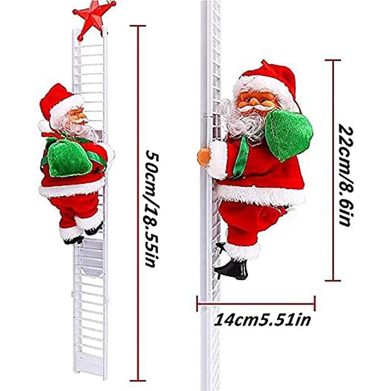 Christmas Climbing Santa Claus Toy Xmas Electric Santa Claus Climbing Ladder, Mr. Santa Claus Climbing Up Down Xmas Toy Funny Climbing Santa Music Figurine(Random color Ladder)3