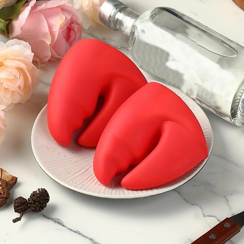 1 Pair Anti-Scald Pot Holders, Red Silicone Oven Glove Set, Lobster Claw Oven Gloves, Red Crab Oven Glove, Non-Slip Silicone Oven Gloves, Kitchen Safe Cooking Gloves For Oven2