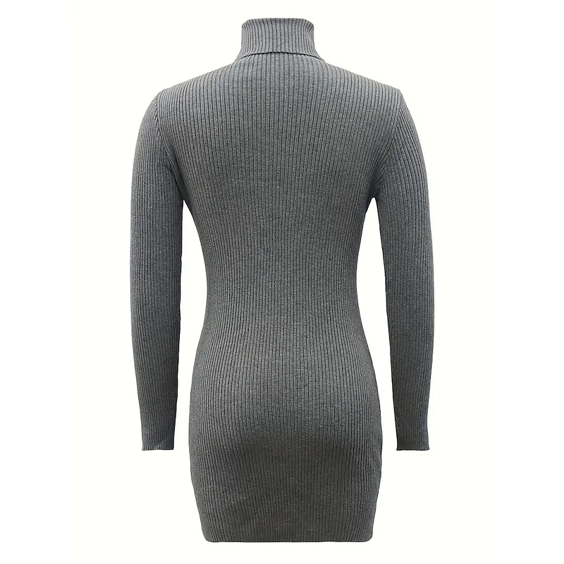 Women's Sweater Dress Jumper Dress Sheath Dress Mini Dress Knitwear Fashion Basic Pure Color Winter Dress Office Daily Holiday Turtleneck Long Sleeve Knit 2023 Slim Black Blue Purple S M L XL XXL3