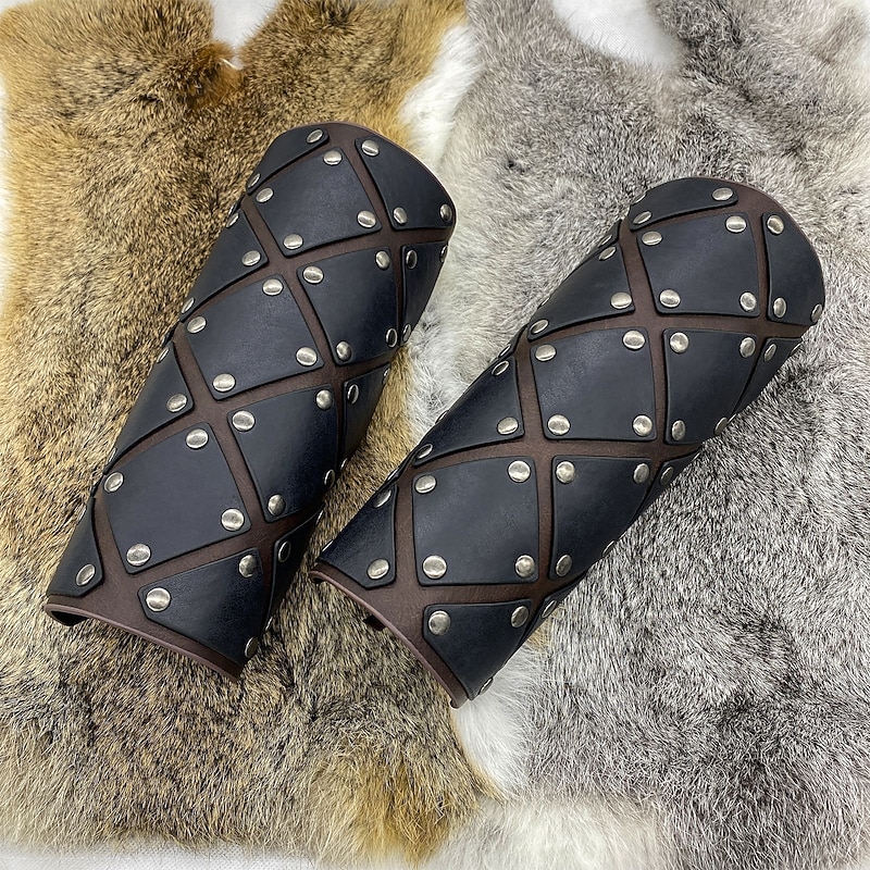 Retro Vintage Medieval Renaissance Armor Wristband Wrist Brace Pirate Viking Crusader Archery Fancy Dress Men's Viking Carnival Masquerade Party LARP Adults' Arm Guards2