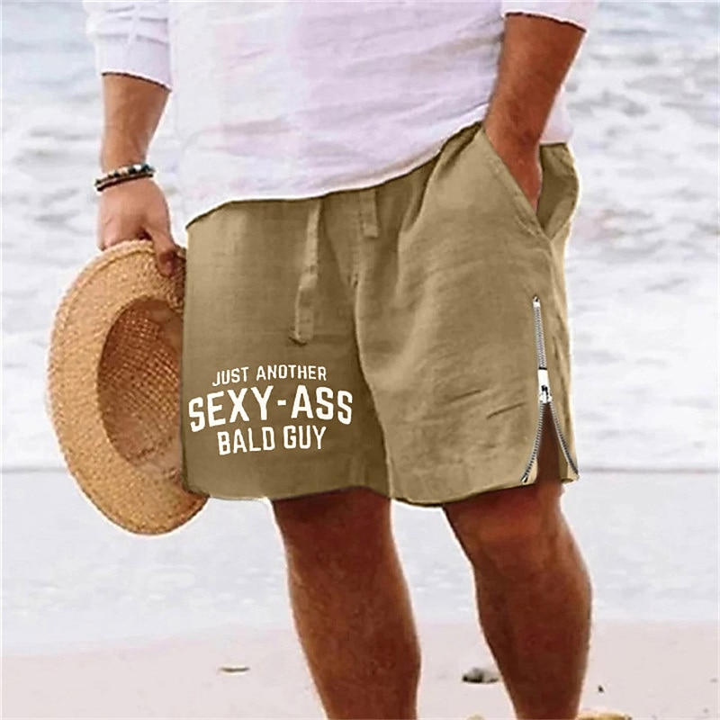 Men's Letter Shorts Summer Shorts Beach Shorts Mid Waist Hawaiian Casual Daily Holiday Going out Drawstring Zipper Elastic Waist Designer Clothing Apparel3