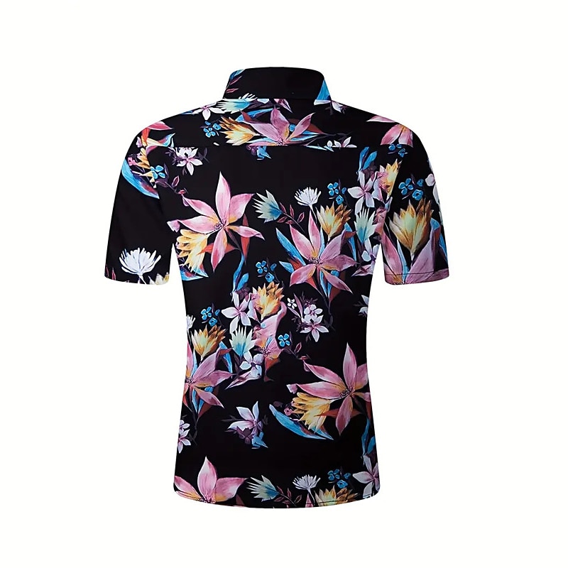 Men's Floral Tropical Flowers Shirt Summer Hawaiian Shirt Aloha Shirt Short Sleeve Shirt Turndown Casual Outdoor Street Casual Daily Black S M L4