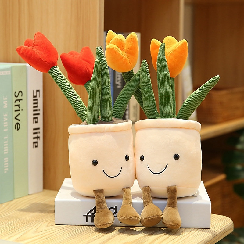 Creative Home Decoration Simulation Plant Tulip Succulent Doll Plush Toy Flower Potted Plant Decoration Cloth Doll3