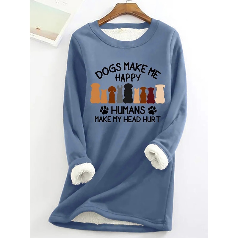 Women's Sweatshirt Pullover Sherpa Graphic Letter Casual Sports Warm Fuzzy Comfrt Round Neck Long Sleeve Top Micro-elastic Fall & Winter Comfrt Breathable Soft Fabric4