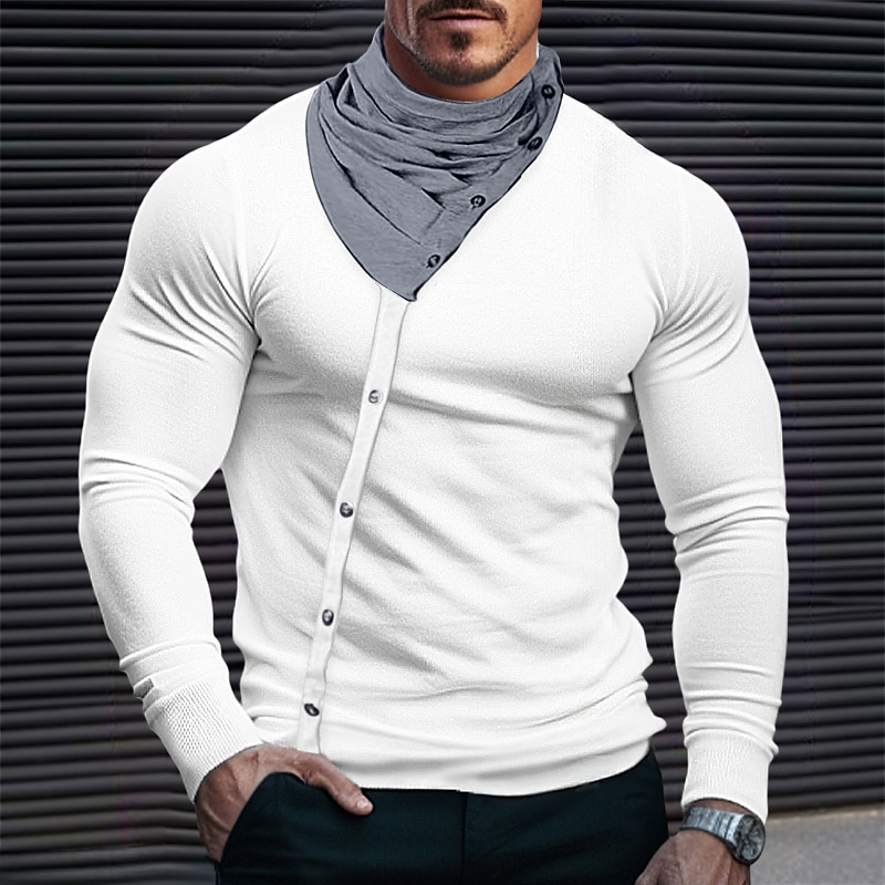 Men's T Shirt Tee Top Long Sleeve Shirt Long Sleeve Turtleneck Spring &  Fall Plain Fashion Designer Basic Vacation Street Going out Black White Red Top Tee for Men
