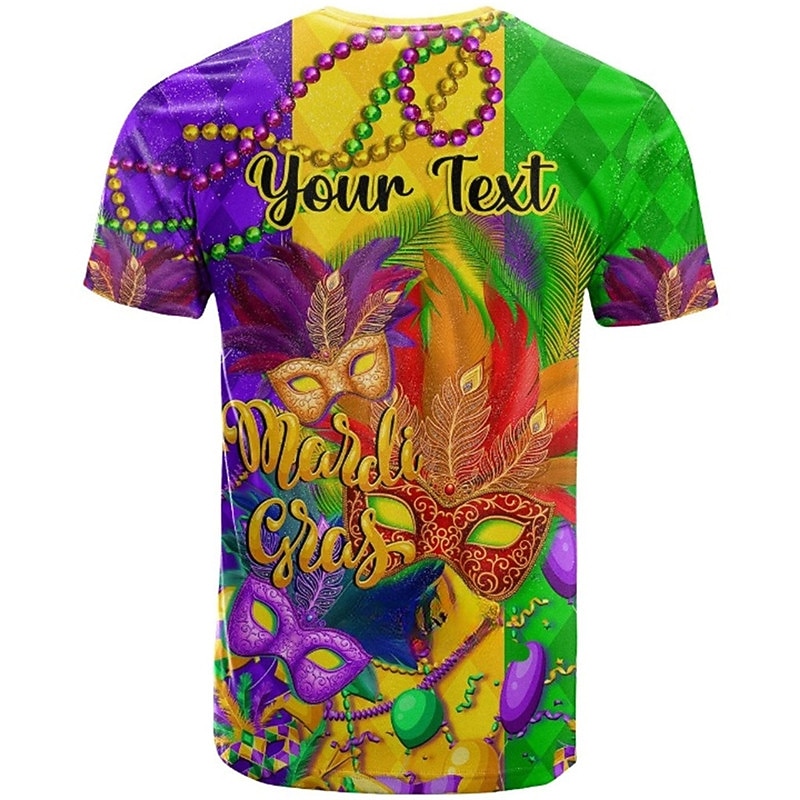 Men's Graphic Mask Mardi Gras T Shirt Short Sleeve T shirt 3D Print Crew Neck Shirt Daily Designer Retro Vintage Carnival Sports Outdoor Holiday Purple Spring & Summer Clothing Apparel S M L XL 2XL2