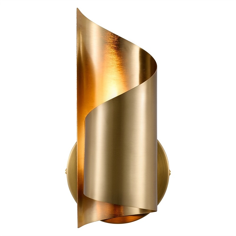 Brass Wall Sconce, Mid Century Modern Wall Light Fixture for Bedroom Living Room Bathroom Vanity Kitchen More, Vintage Wall Lighting Indoor Gold Wall Lamp with Novelty Shade Metal Frame3