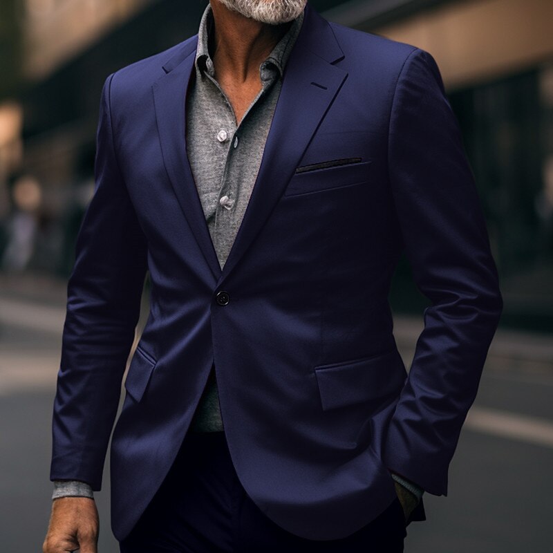 Men's Graduation Blazer Business Formal Evening Wedding Party Fashion Casual Spring &  Fall Polyester Plain Pocket Casual / Daily Single Breasted Blazer Dark Gray Black White Red4