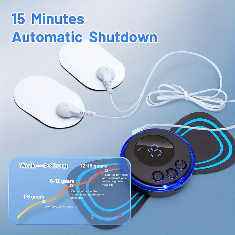 EMS Neck Massager  2 Massage Tablets Rechargeable Remote Control Electric Cervical Massage Sticker Muscle Stimulator Low Frequency Pulse Massage Tablets2