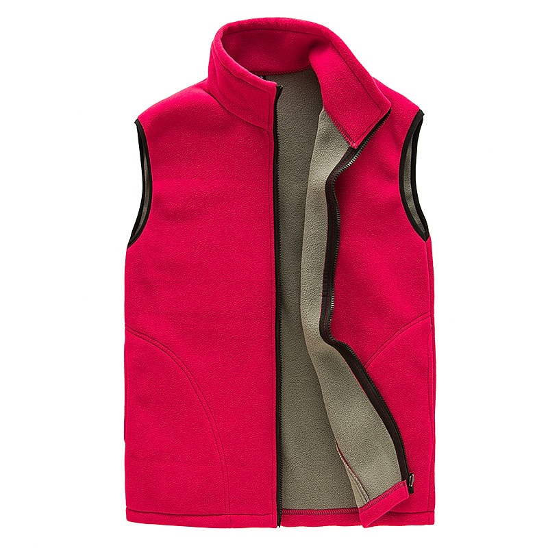 Men's Vest Daily Wear Vacation Weekend Soft Zipper Fall & Winter Plain Warm Modern Contemporary Stand Collar Activewear Thick Regular Black Red2