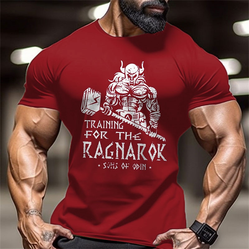 Men's Short Sleeve Training For The Ragnarok Graphic T-Shirt, Sons Of Odin Viking Gym Fitness4