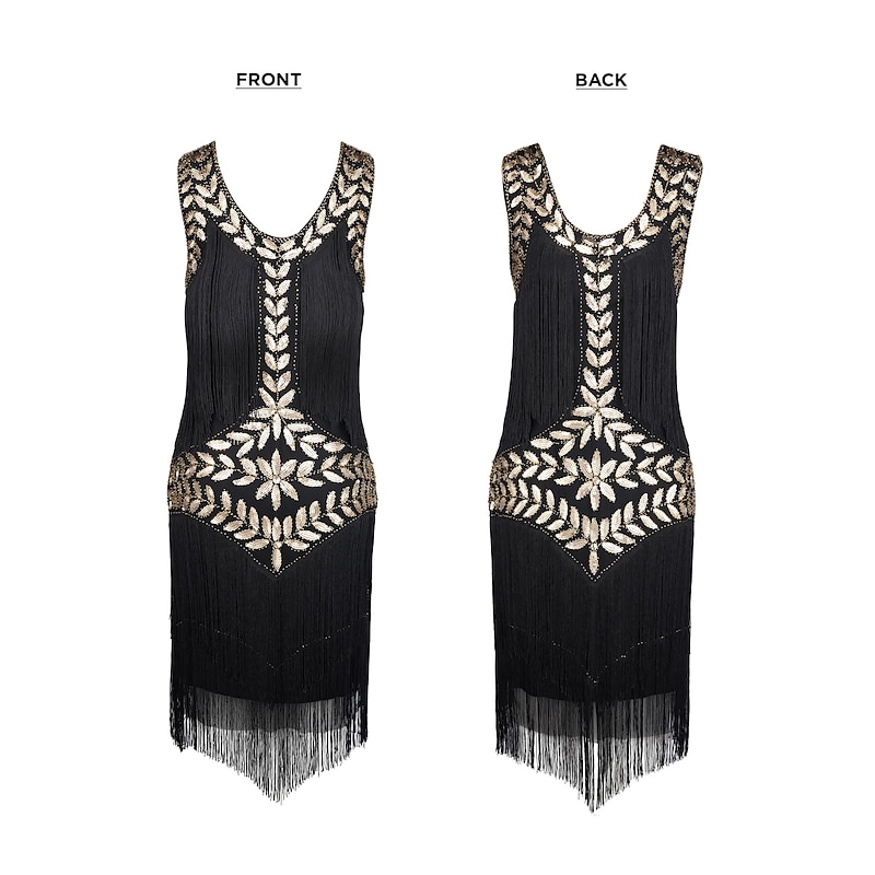 1920s Sleeveless Flapper Dresses Scoop Neck Great Gatsby Dresses Fringed Sequin Roaring 20s Dress Cocktail Dress4