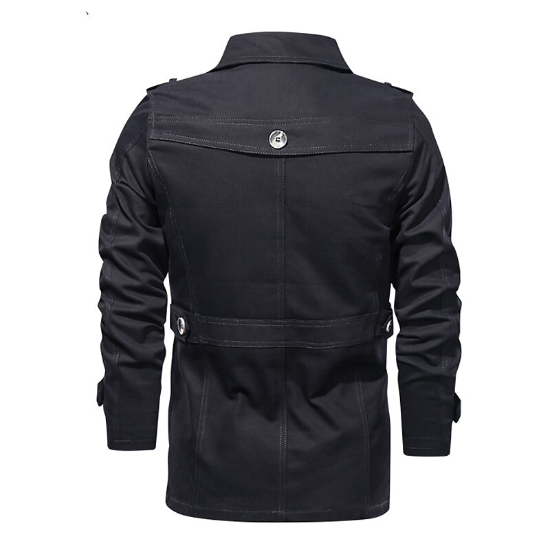 Men's Utility Jacket Transition Jacket Going out Windbreaker Buttons Pocket Spring &  Fall Plain Streetwear Lapel Short Black Yellow Blue Army Green Beige Jacket4