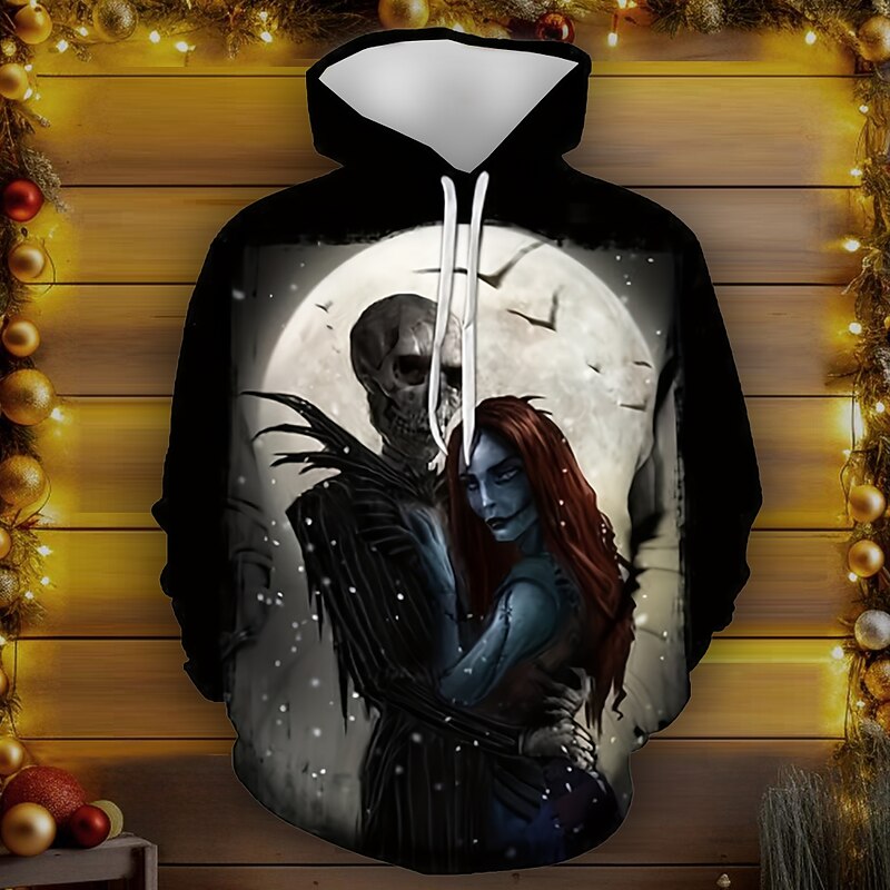 Jack Skellington Hoodie Cartoon Manga Anime 3D Front Pocket Graphic For Couple's Men's Women's Adults' Halloween Carnival Masquerade 3D Print Casual Daily3