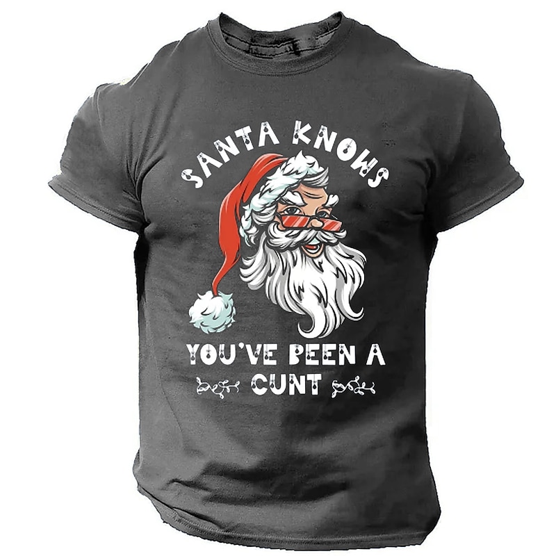 Christmas Men's Santa Claus Merry Christmas funny christmas T Shirt 100% Cotton Short Sleeve Graphic Shirt Black Red Dark Grey Comfortable Tee Sports Outdoor Holiday Fashion Designer Clothing4