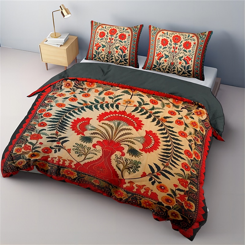 Duvet Cover Set Medieval Quilt Art The Tree of Life Pattern  Duvet Cover Set Soft 3-Piece Luxury Cotton Bedding Set Home Decor Gift