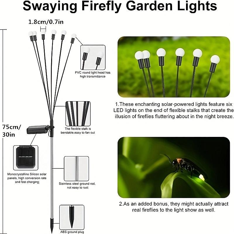 6/8/10 Lights Solar Lawn Lamp Garden Lamp, LED Wind-driven Firefly Ground Plug Lamp, Garden Decoration Festival Lamp4