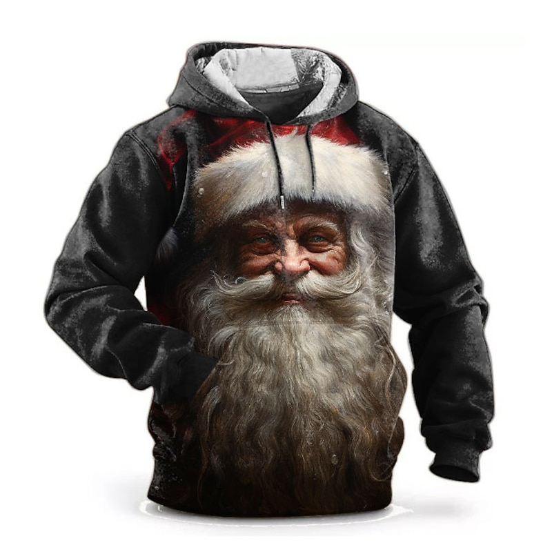 Christmas Men's Santa Claus 3D Hoodies Graphic Fashion 3D Print Sports Outdoor Holiday Vacation Hoodies Black Red Long Sleeve Hooded Print Front Pocket Spring &  Fall Designer shirt4