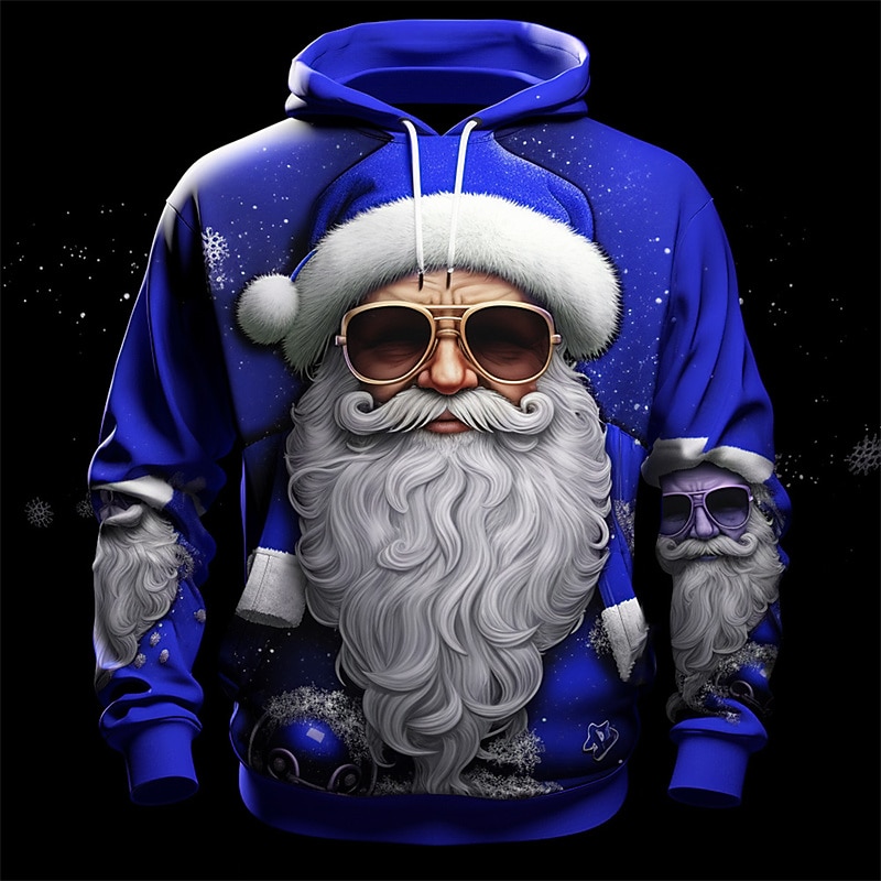 Christmas Men's Santa Claus 3D Hoodies Graphic Santa Claus Fashion 3D Print  Sports Outdoor Holiday Hoodies Red / White Yellow Long Sleeve Hooded Print Front Pocket Spring &  Fall Designer shirt2