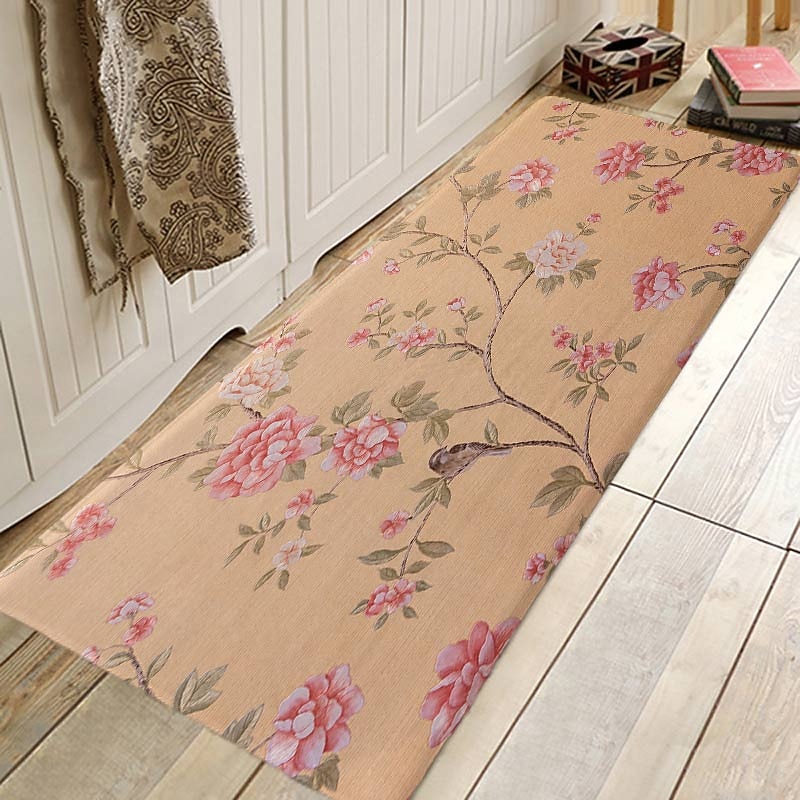 Floral Plant Area Rug Kitchen Mat Non-Slip Oil Proof Floor Mat Rug Indoor Outdoor Mat Bedroom Decor Bathroom Mat Entrance Rug Door Mat3