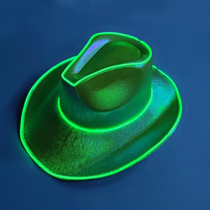 Light Up Christmas Hat Cowboyhat Cowgirl Hat Santa Hat Men's Women's Unisex LED Christmas New Year Adults' Party Christmas Polyester Hat2