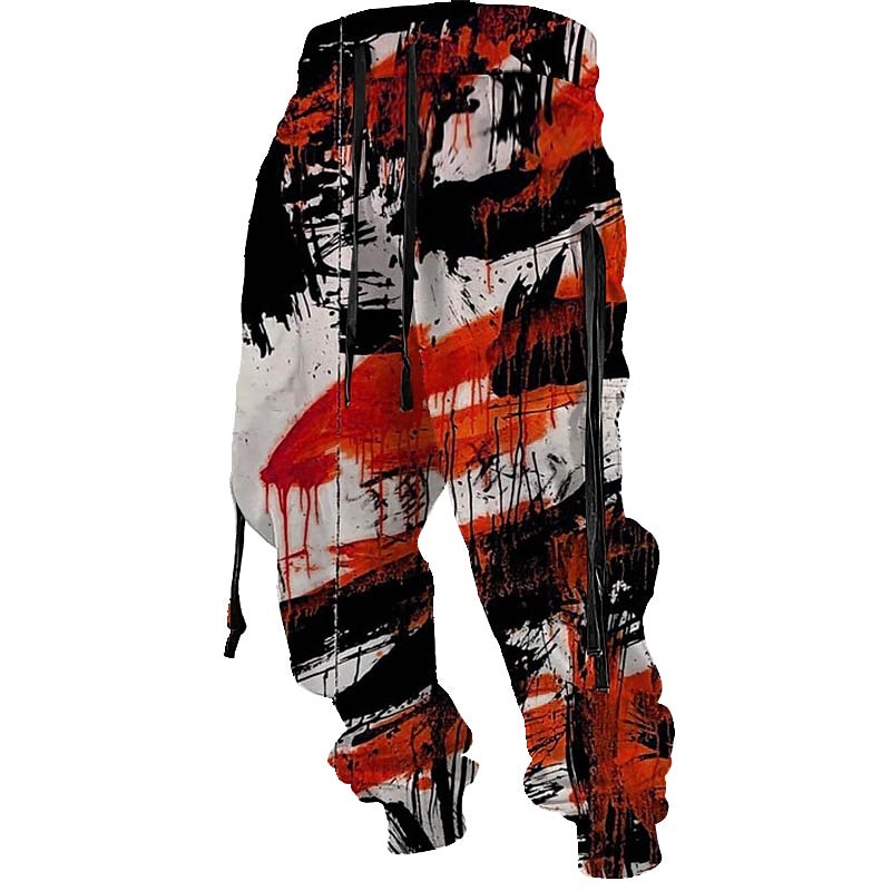Graffiti Abstract Men's 3D Print Sweatpants Joggers Pants Trousers Outdoor Street Casual Daily Polyester Red Blue Purple S M L Mid Waist Elasticity Pants3