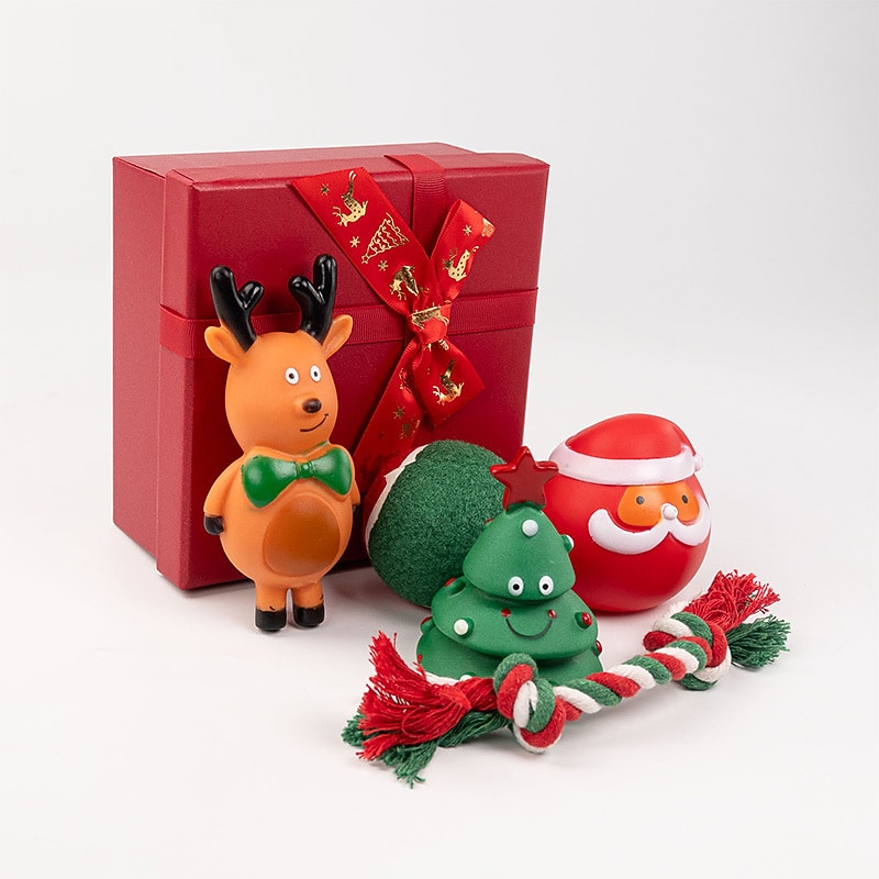 Christmas Pet Toy Gift Box Dog Bite resistant holiday toys Christmas Dog toy set4
