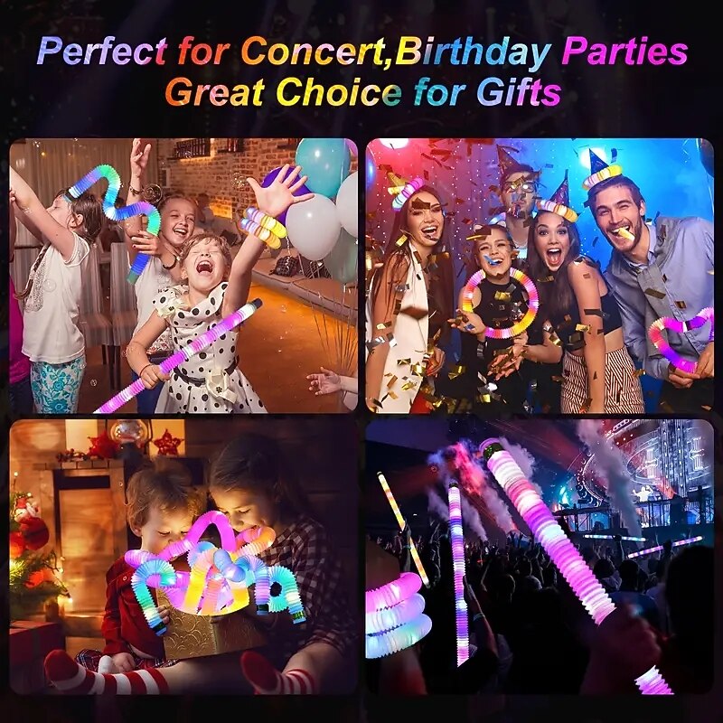 5/10/12pcs LED Jumbo Light Up Pop Fidget Tubes - Large Glow Sticks for Party Supplies and Stress Relief3