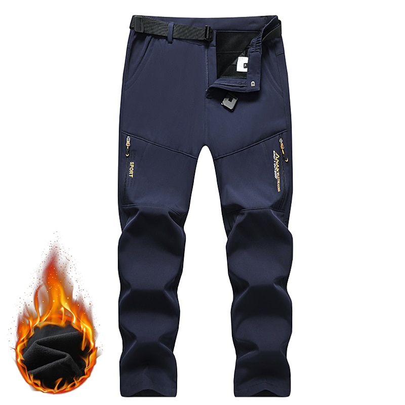 Men's Cargo Pants Softshell Pants Winter Pants Track Pants Hiking Pants Zipper Pocket Solid Color Waterproof Windproof Full Length Outdoor Camping & Hiking Fashion Casual Black Army Green