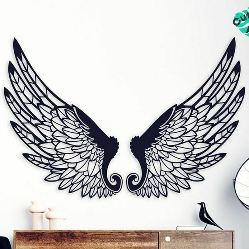 1pc Angel Wings Metal Wall Art Outdoor Decor Rust Proof Wall Sculpture Ideal For Garden, Home, Farmhouse, Patio And Bedroom