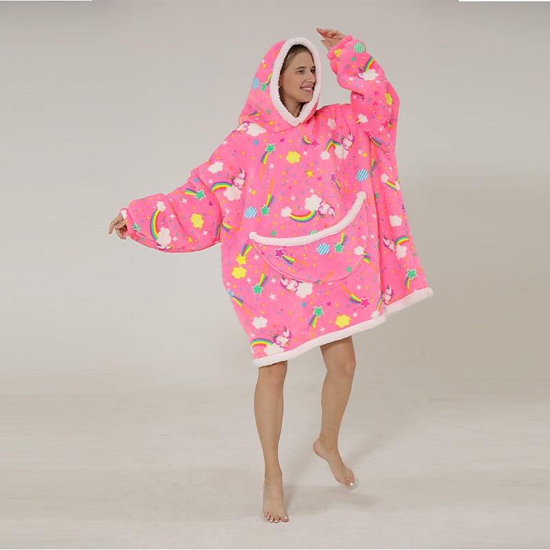 Kid's Adults' Unicorn Oversized Hoodie Blanket Wearable Blanket With Pocket Unicorn Onesie Pajamas Kigurumi Pajamas One Piece For Men and Women Boys and Girls Carnival Masquerade Cartoon4