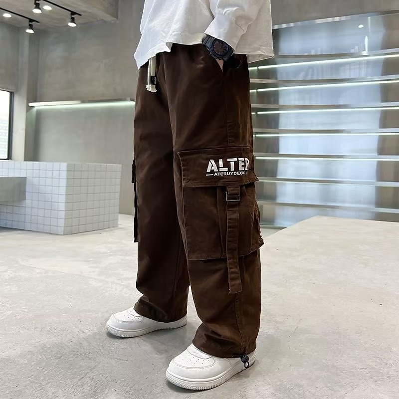 Kids Boys Pants Trousers Pocket Solid Color Keep Warm Comfort Pants School Sports Daily Black Coffee2