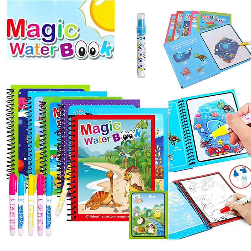 1pcs Magical Book Water Drawing Montessori Toys Reusable Coloring Book Magic Water Drawing Book Sensory Early Education Toys
