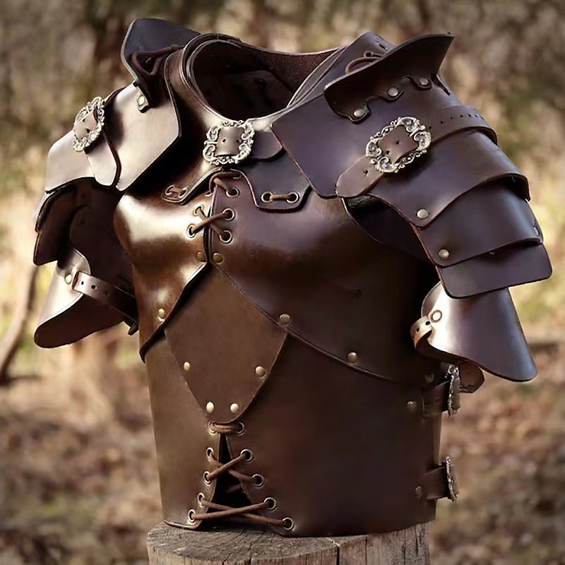 Retro Vintage Medieval Renaissance Armor Shoulder Armor Chest Guard Warrior Knight Ritter Viking Fancy Dress Unisex Viking Halloween Carnival Performance LARP Ren Faire Adults' Shoulder Armor3