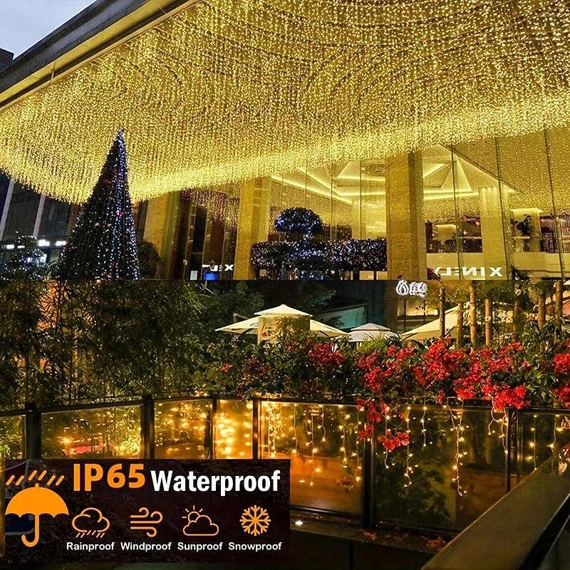 1pc Solar LED Icicle String Lights, Yard Light Christmas Icicle Lights ,Window Curtain Fairy Lights for Wedding Party Bedroom Garden Patio Outdoor Indoor 4m/13ft 96LED, Halloween & Christmas Decoratio2