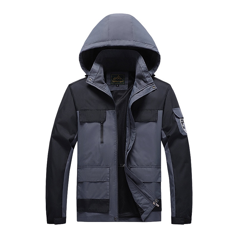 Men's Windbreaker Raincoat Hiking Jacket Windcheater Jacket Outdoor Daily Wear Warm Fall Winter Plain Fashion Streetwear Hooded Regular Black White Blue Orange Dark Grey Jacket4