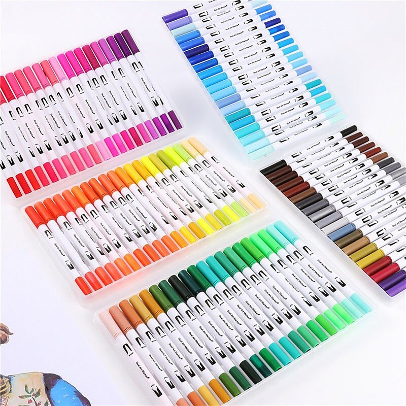 12/24/36/48/60//72/100/120 Colors Watercolor Brush Pen Colors Marker Pens Painting Drawing Art Supplies2