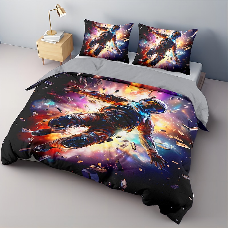 3D Galaxy Print Duvet Cover Bedding Sets Comforter Cover with 1 Duvet Cover or Coverlet，1Sheet，2 Pillowcases for Double/Queen/King(1 Pillowcase for Twin/Single)2