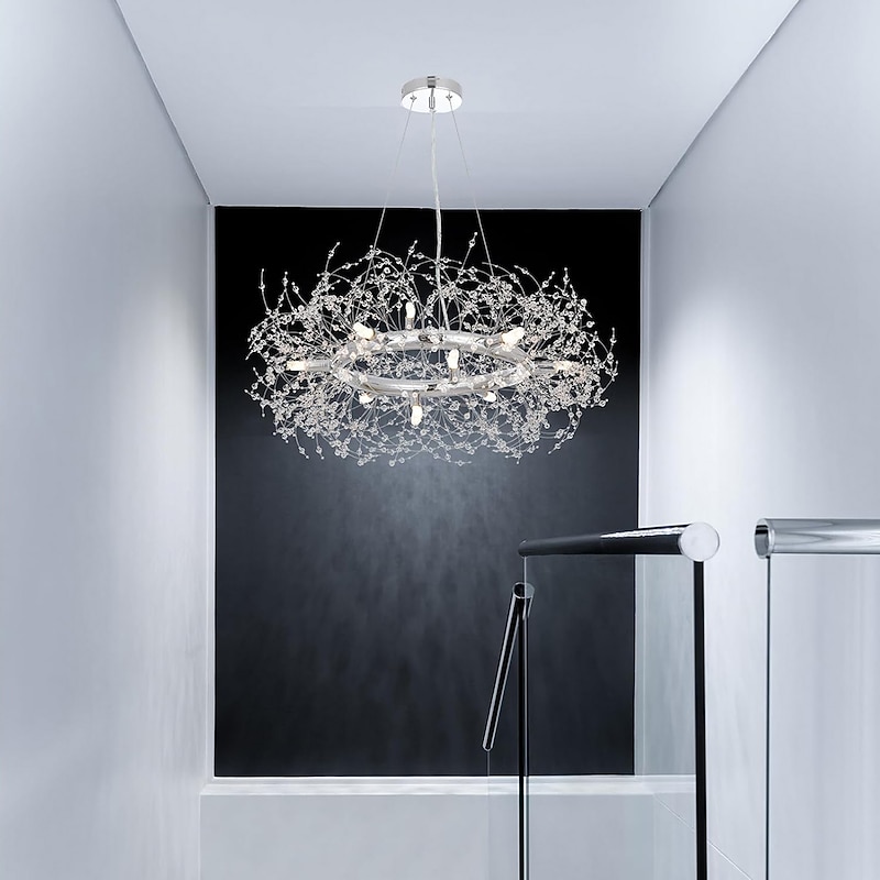 Fireworks Crystal Chandelier Modern, Sputnik Dandelion Chandelier, 60/80 Chrome Pendant Lighting for Restaurant Stairs Kitchen Dining Room Bedroom Living Room2